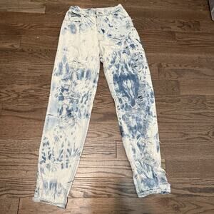 Vintage 90s Wrangler High Rise Mom Jeans Bleach Dye Distressed Denim USA Made